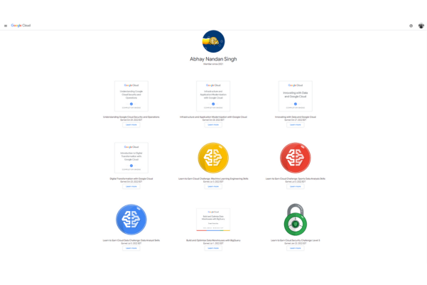 Google Cloud completion badges